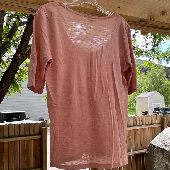 J. Crew NWOT Drapey Elbow Sleeve Tee DUSTY PINK Scoop Neck Top Shirt Medium - Picture 7 of 15